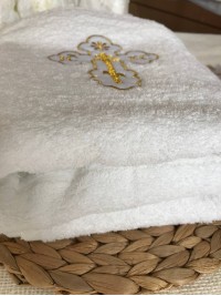 Крестильная пеленка махровая с вышивкой Белая